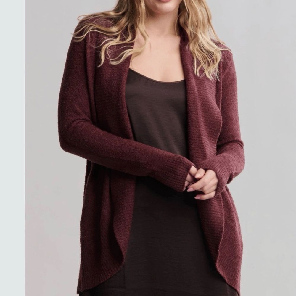 Barefoot‎ Dreams the Cozychic Lite Circle Cardigan Deep Aubergine XS/S